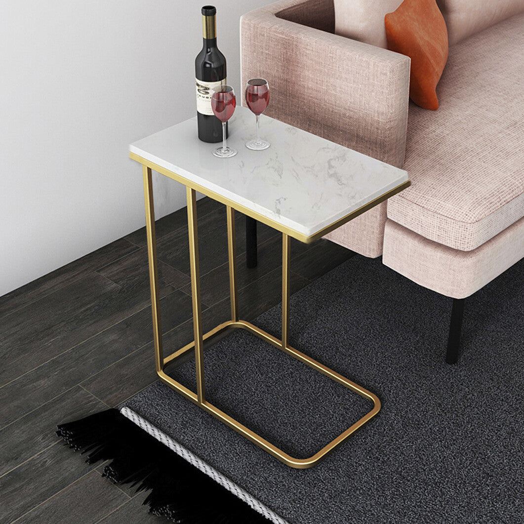Heavy-Duty C-Shaped End Table with Storage