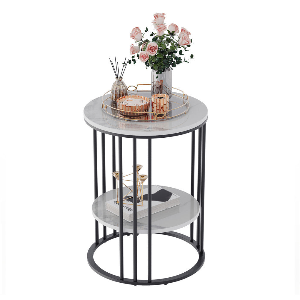 Solid Marble Sofa Side Coffee Table Bedside Storage Display Table Plant Stand