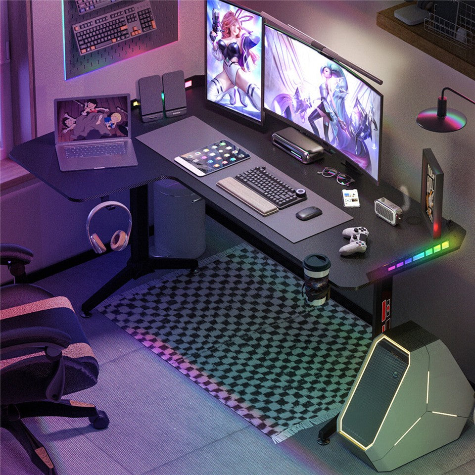 XXXL L-Shaped Gaming Desk w/ Storage Box