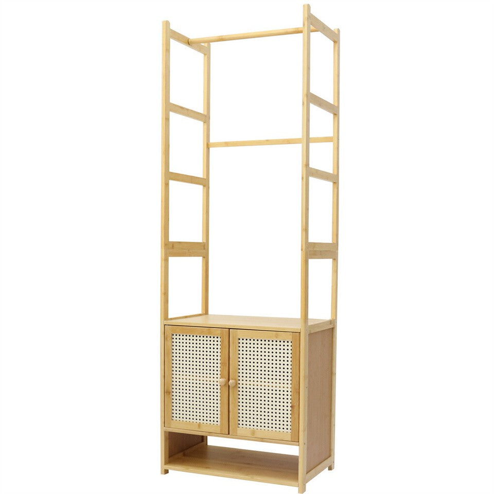 High Strength Bamboo Clothing Rack Closet Organizer Storage Cabinet &amp;Shoe Shelf