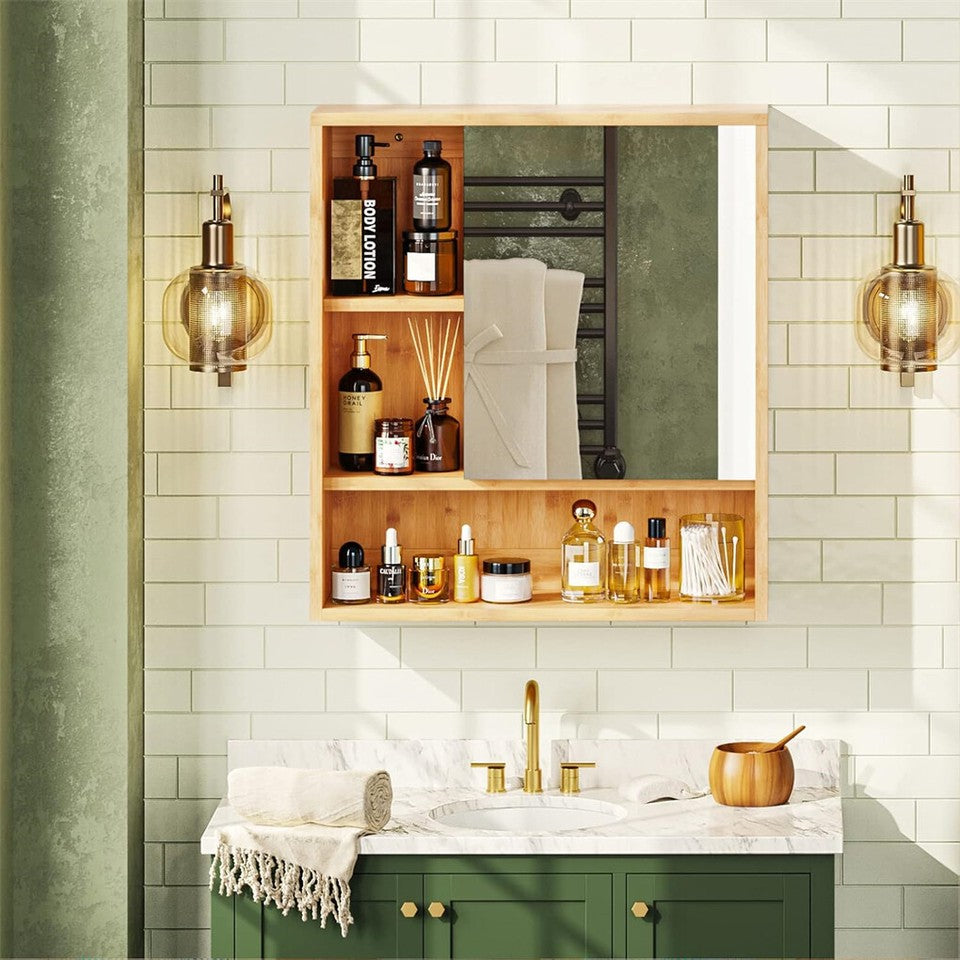 Xl Bathroom Wall Mirror Medicine Cabinet With Single Door And Adjustable Shelves