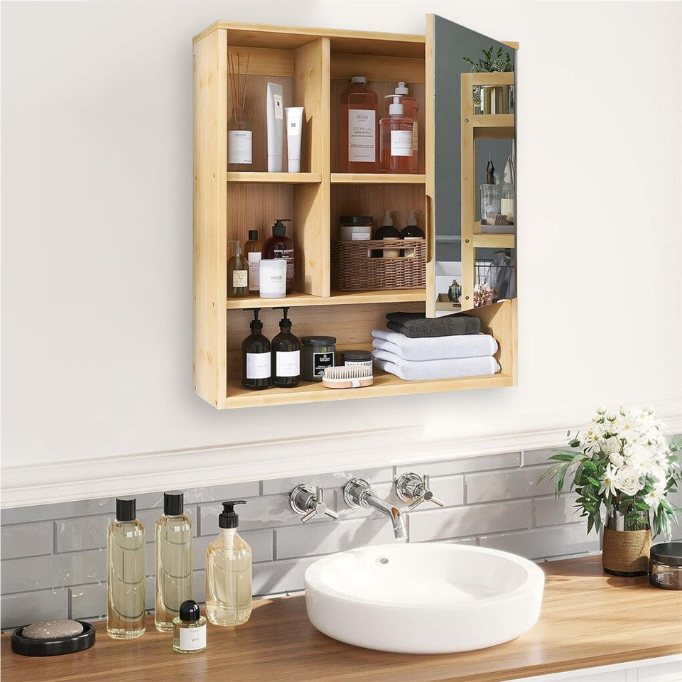 Xl Bathroom Wall Mirror Medicine Cabinet With Single Door And Adjustable Shelves