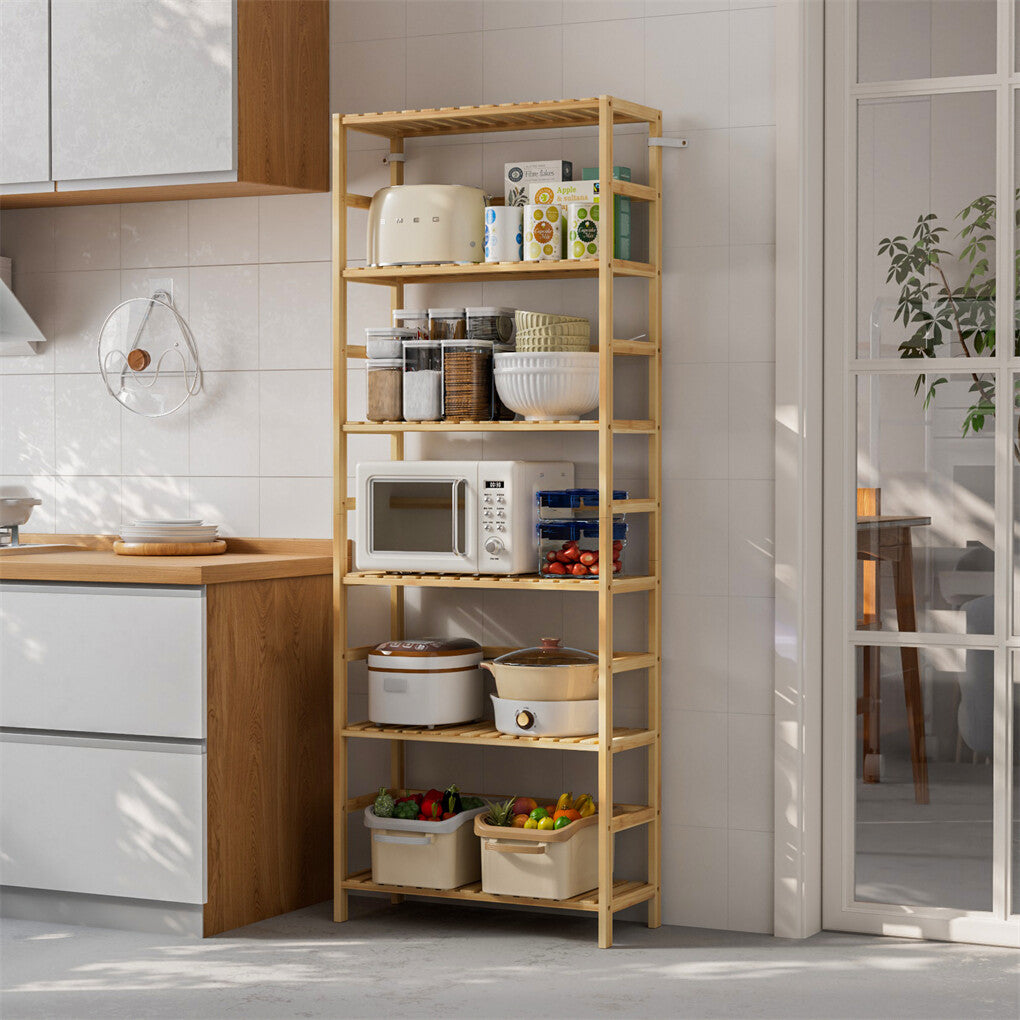 Fin Super Large Wooden Storage Unit 6 Adjustable Shelves Home Kitchen Organization