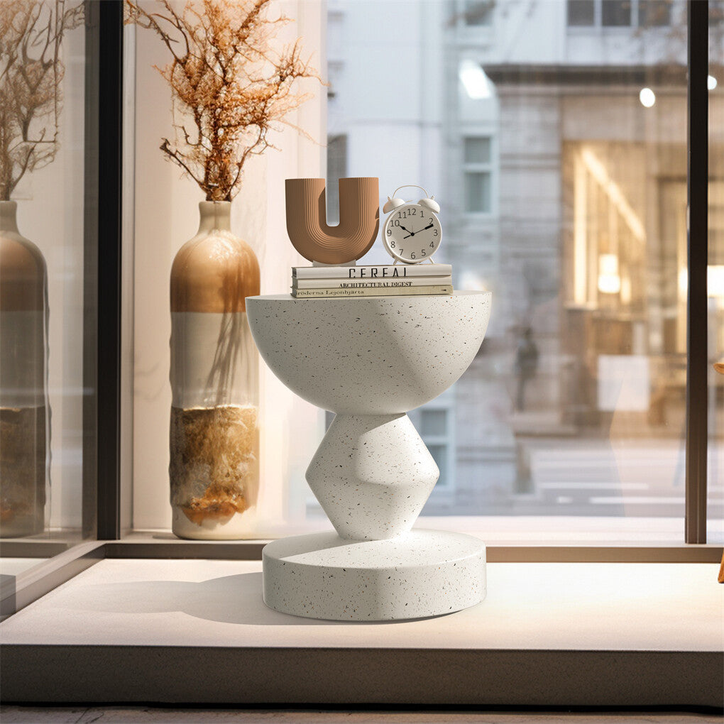 Stylish Lightweight Concrete Sofa Side Table Cement Bedside Table Outdoor Patio