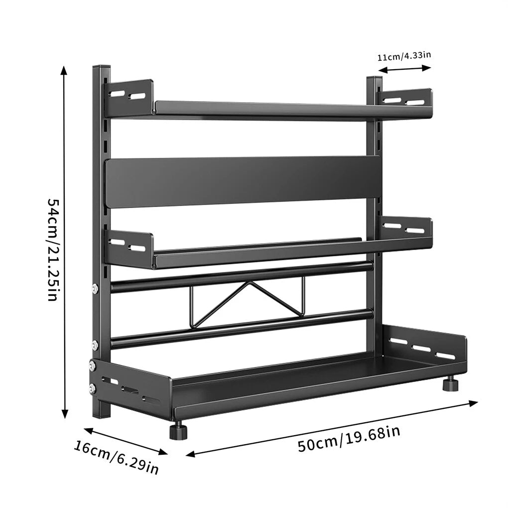 3-Tier Large Kitchen Spice Rack Anti-Rust Organizer Shelf, Height Adjustable Storage Rack AU