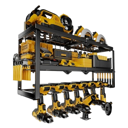 P&amp;P Heavy Duty Power Tool Organizer with 7 Drill Holders Wall Mounted Garage Storage Rack for Tools &amp; Utility