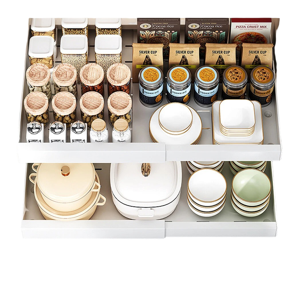 P&amp;P Pull-Out Kitchen Cabinet Organizer With Extendable Storage