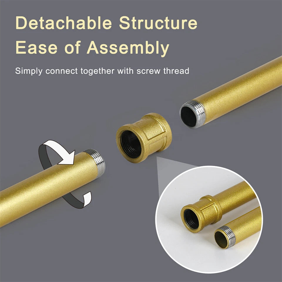 Vintage Gold Wall-Mounted Clothes Rack – Strong Metal Garment Hanging Rail