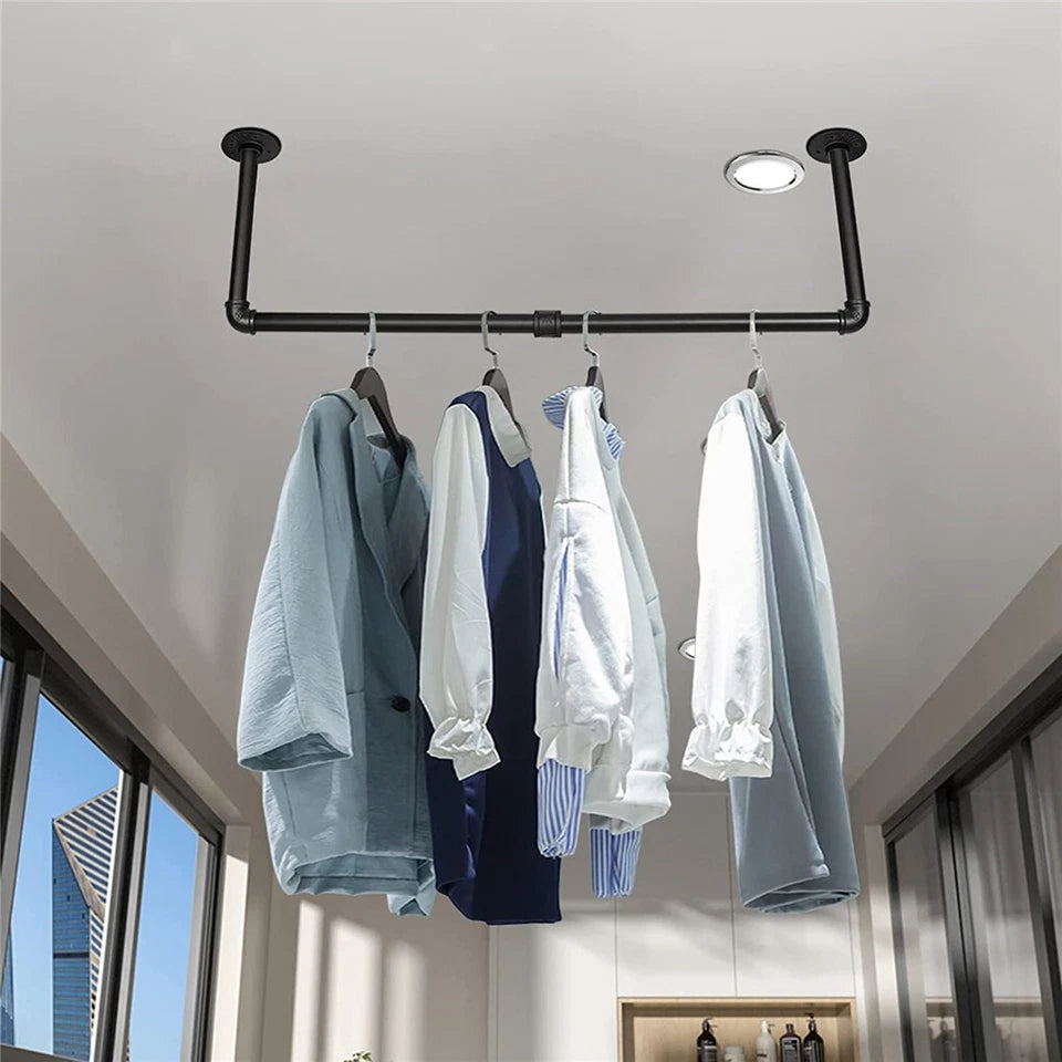 2-Pack Heavy Metal Pipe Clothes Rack Rails for Closet Hanging Storage