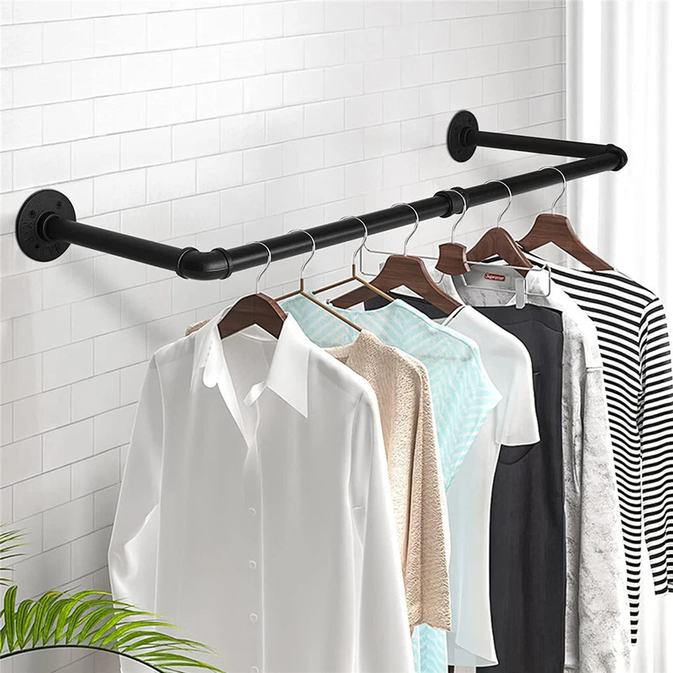 2-Pack Heavy Metal Pipe Clothes Rack Rails for Closet Hanging Storage