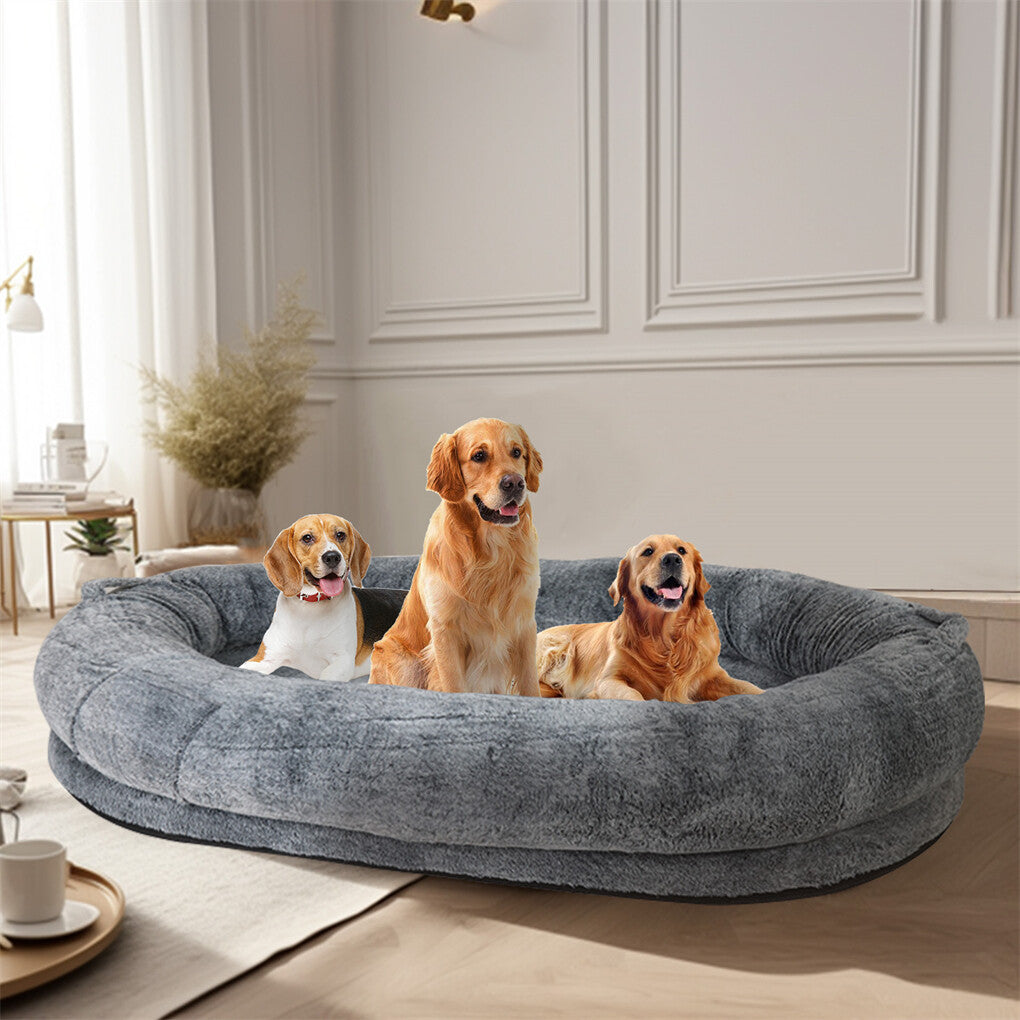 Xxl Human-Sized Dog Bed Washable Orthopedic Pet Bed Bean Bag With Soft Blanket