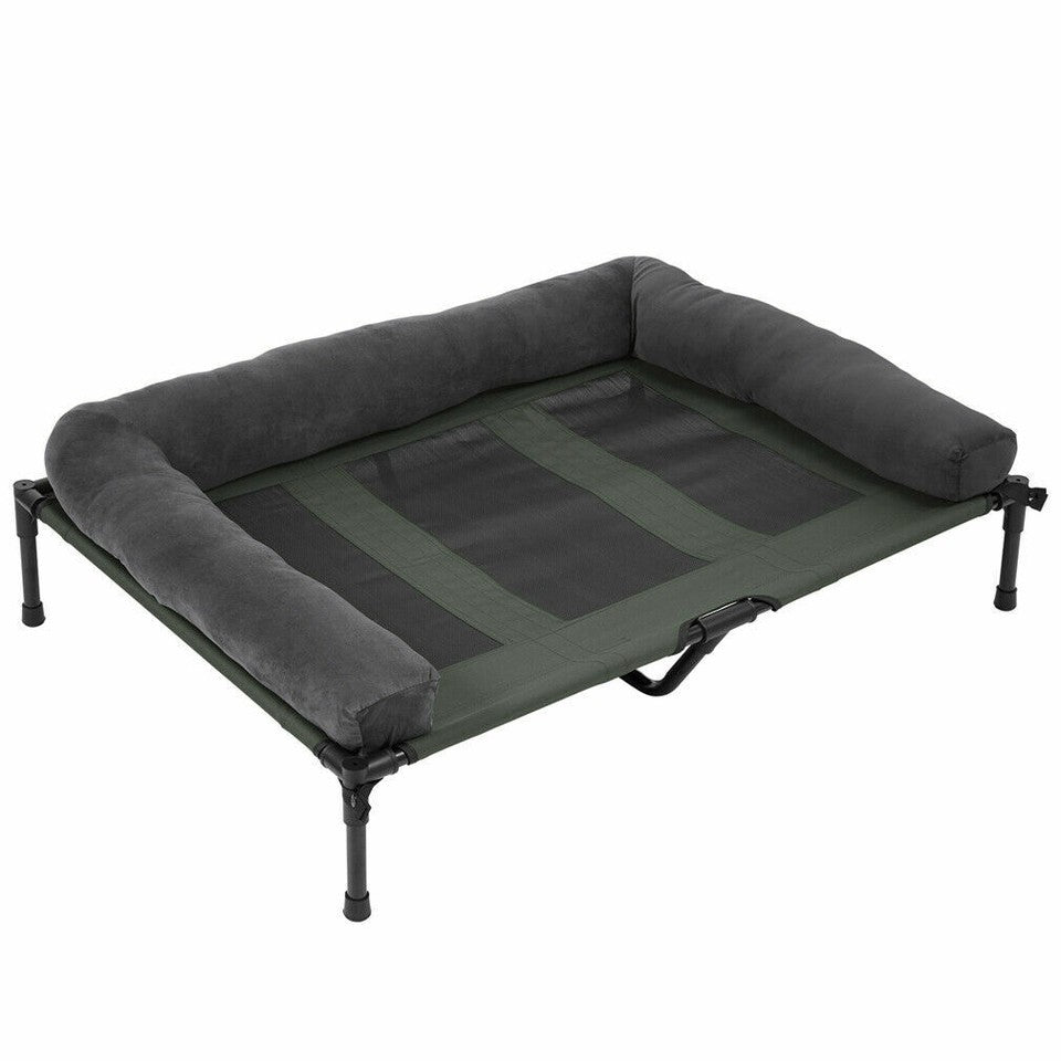 Oversized Raised Dog Bed with Cooling Bolster Lounger