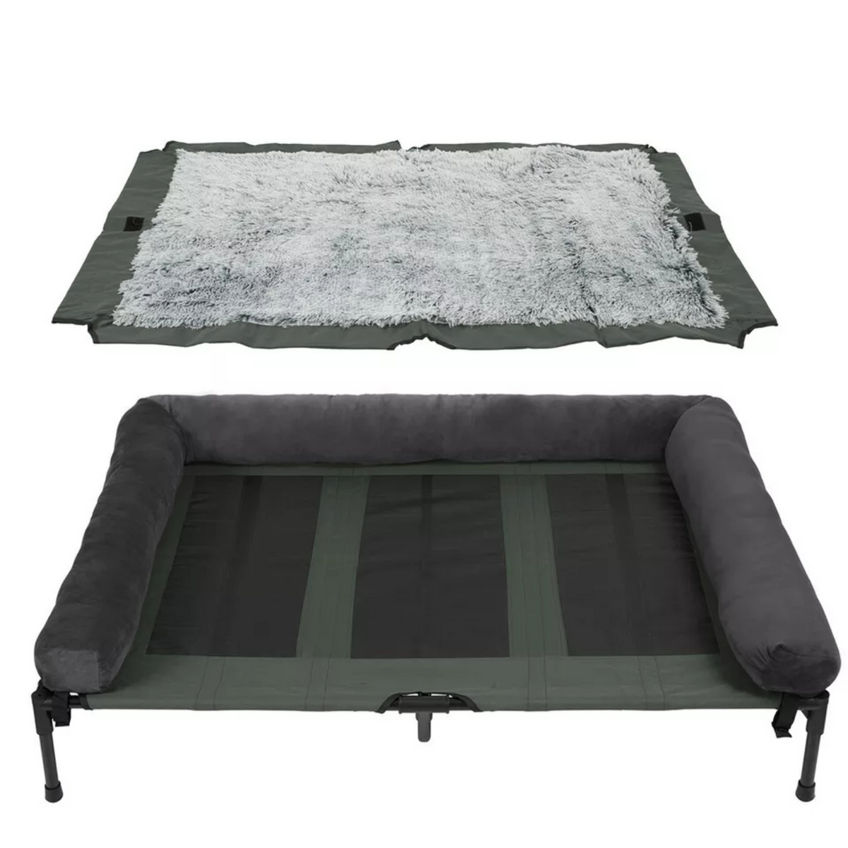 P&amp;P Pet Cot with Bolster Support and Breathable Mesh Design for Dogs to Lounge