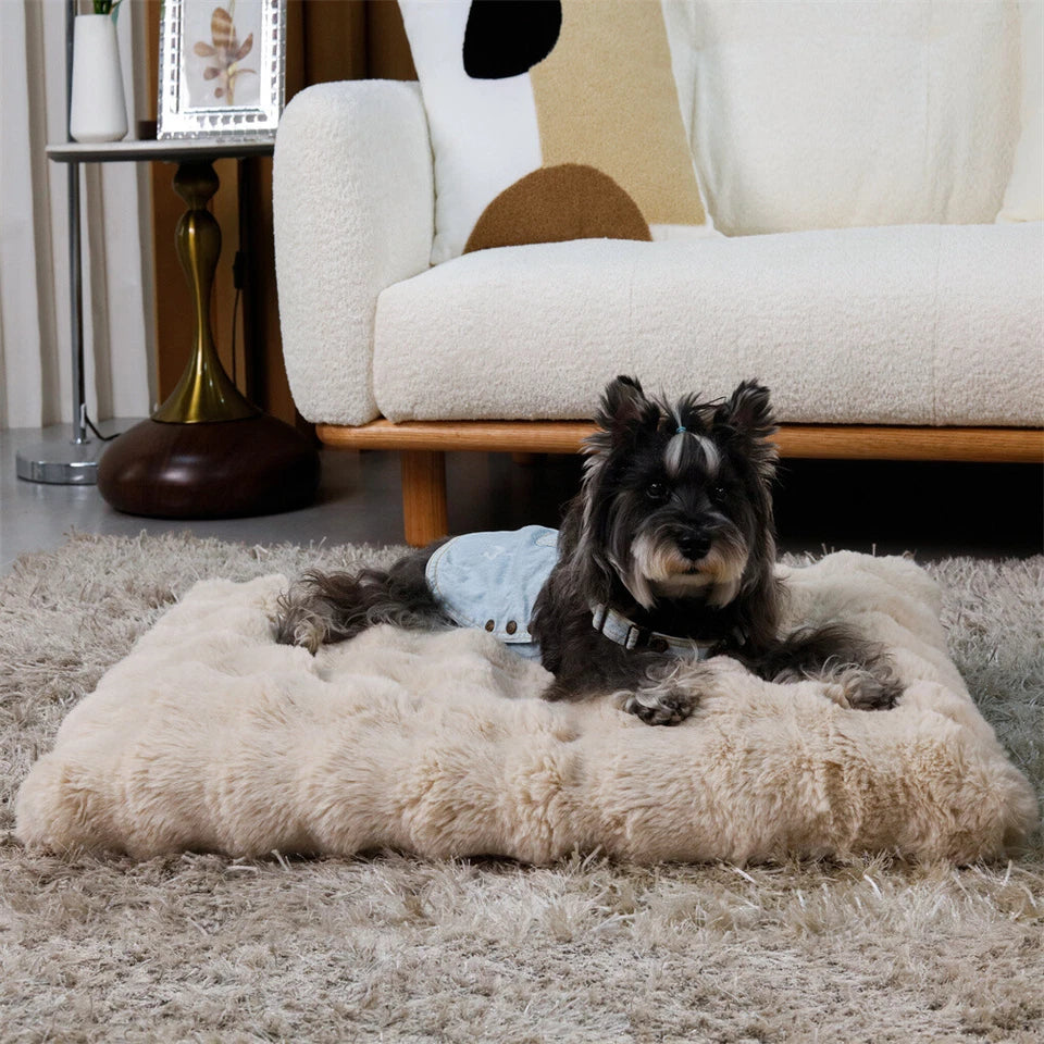 Plush Pet Bed with Non Slip Base and Removable Cover