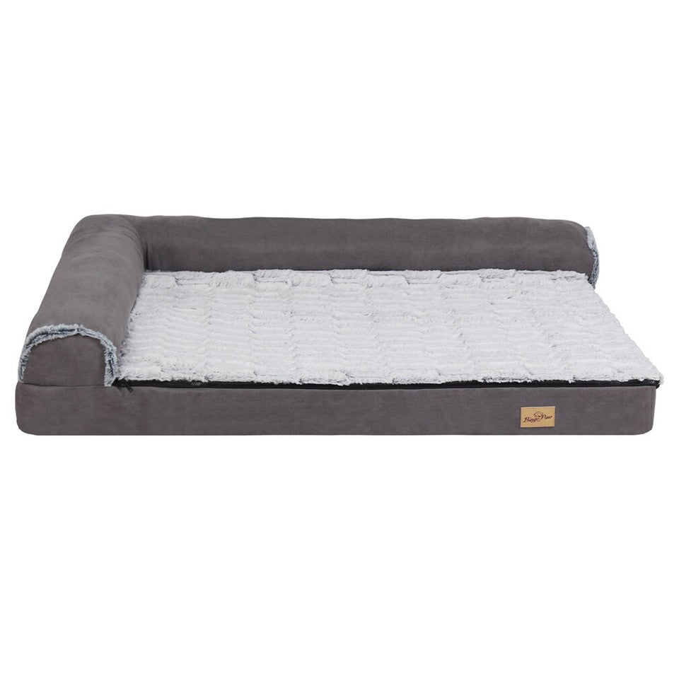L-Shaped Dog Bed with Bolstered Cushion &amp; Neck Care