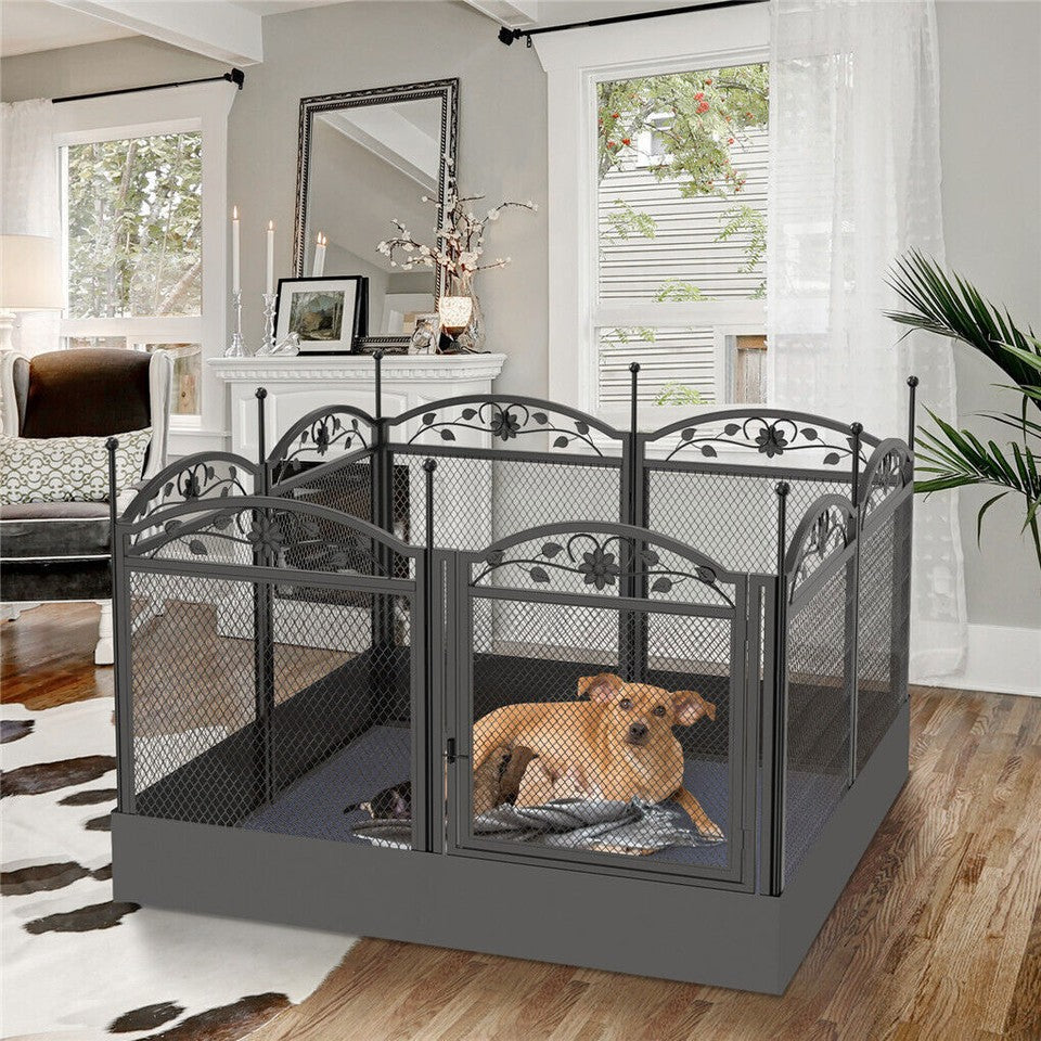 Fin Heavy Duty Dog Play Pen Enclosure Whelping Cage With Fertility Mat Puppy Playpen