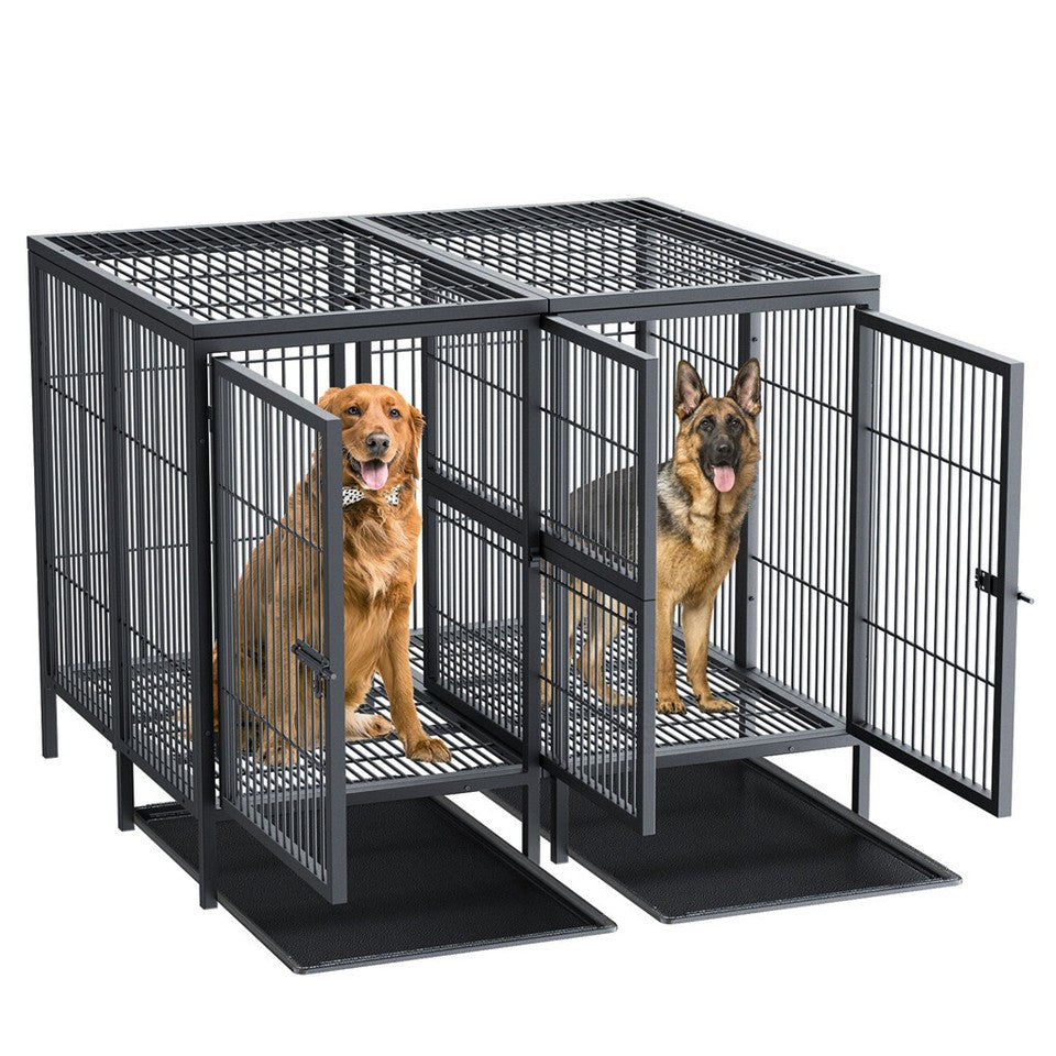 Giant Dog Cage Indoor Outdoor Super-Hard Metal Kennel Pet Playpen W Tray &amp; Divider
