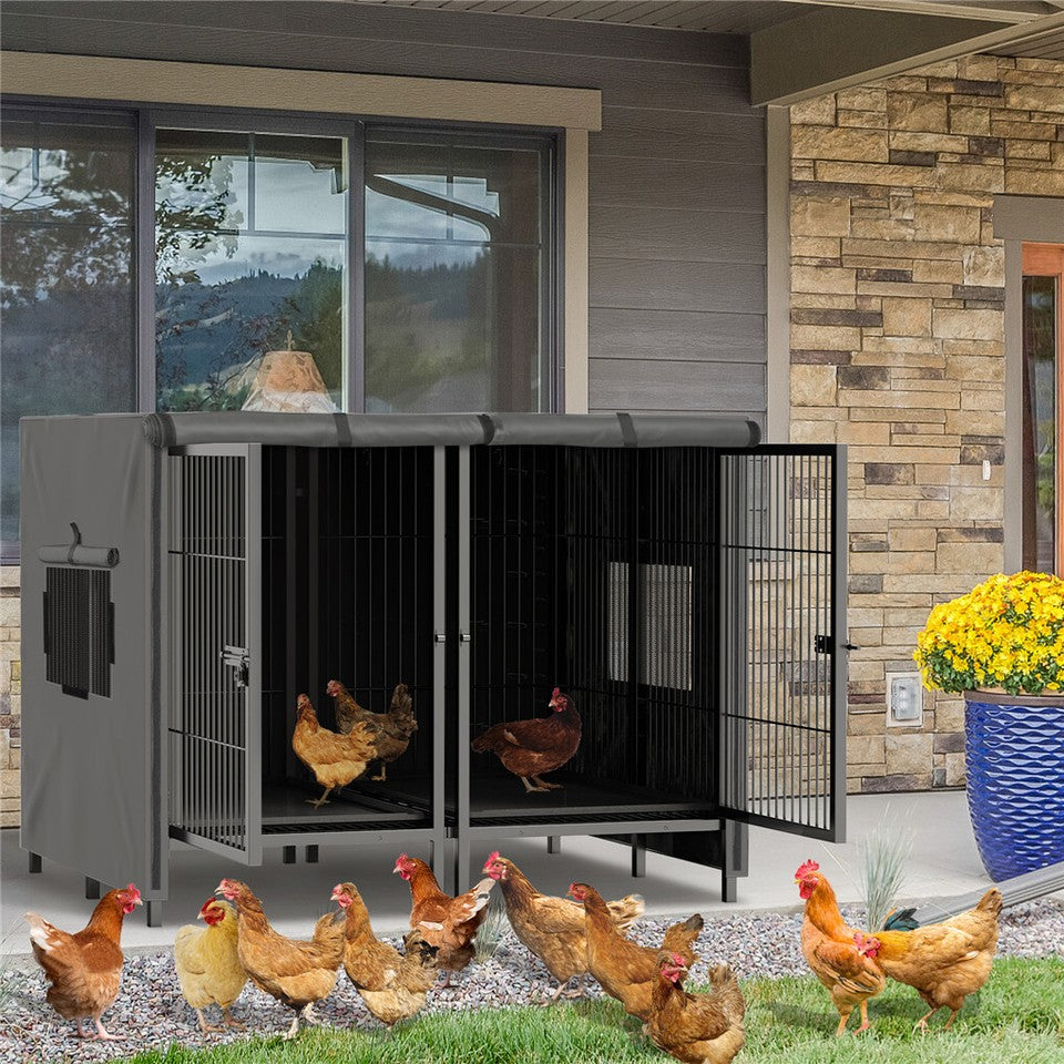 Giant Dog Cage Indoor Outdoor Super-Hard Metal Kennel Pet Playpen W Tray&Divider