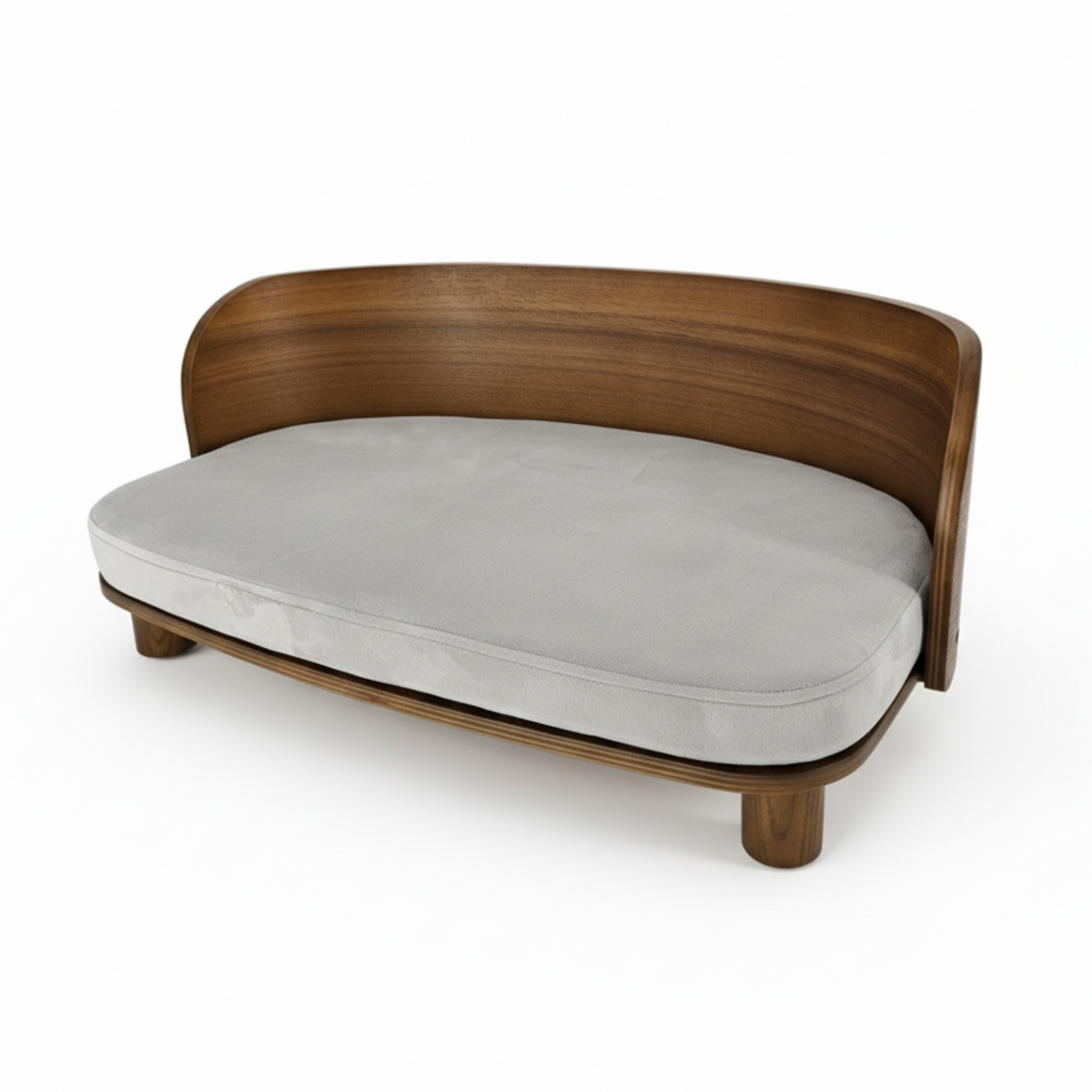 P&amp;P Wood &amp; Grey Small Elevated Cat Bed With Cushion, Solid Frame And Quick Assembly