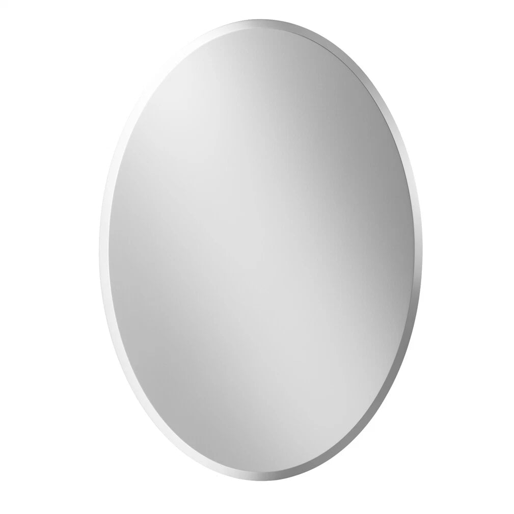 Beveled Edge Oval Wall Mirror, Frameless Decorative Glass Mirror for Bathroom, Living Room, Entryway, Hallway - 50x70cm