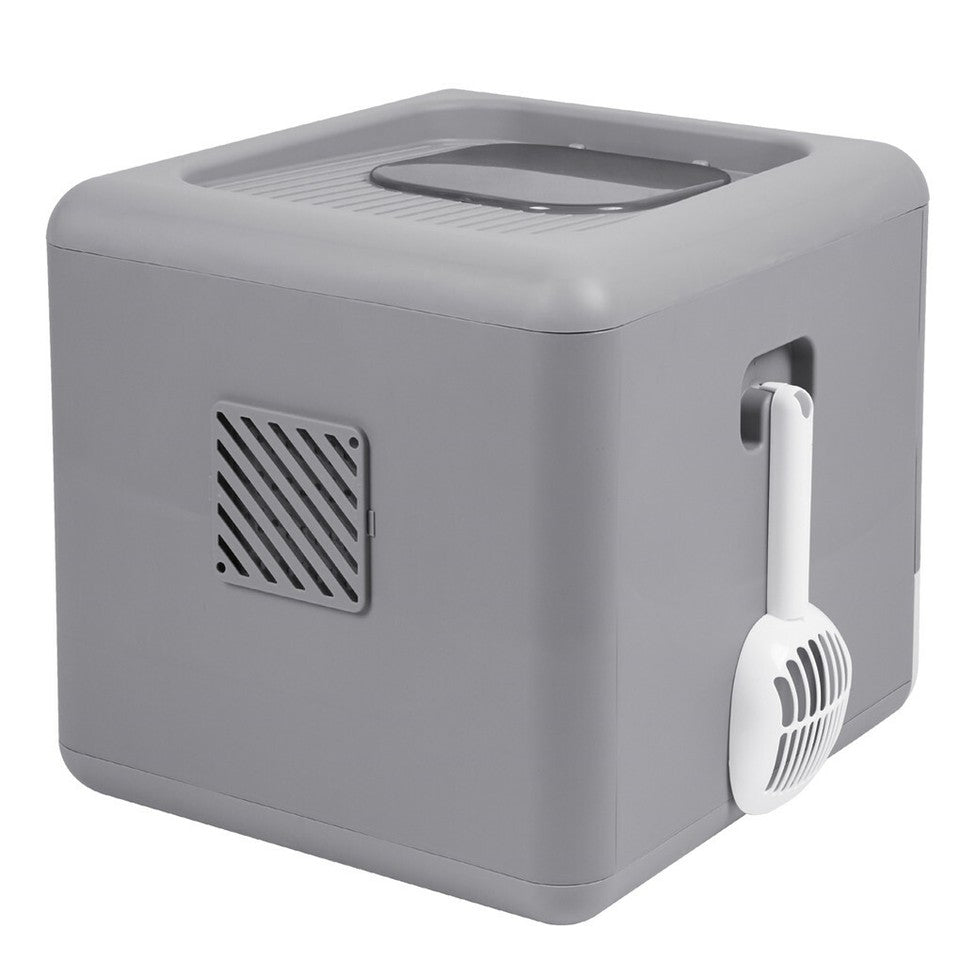 Foldable Fully Enclosed Hooded Cat Litter Box Self-Cleaning Kitty Toilet w Tray