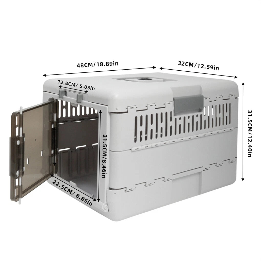 Portable Cat Travel Carrier Collapsible Plastic Kitten Pet Carry Crate