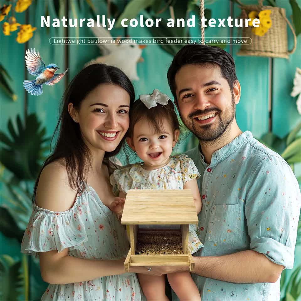 Wooden Outdoor Hanging Bird Feeder Wall Mounted