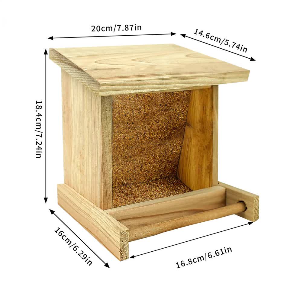 Wooden Outdoor Hanging Bird Feeder Wall Mounted