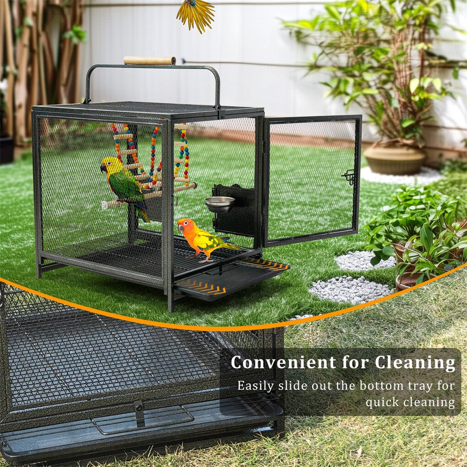 Heavy Duty Metal Bird Cage Parrot Transport Carrying Cage Large Pet Cages Aviary