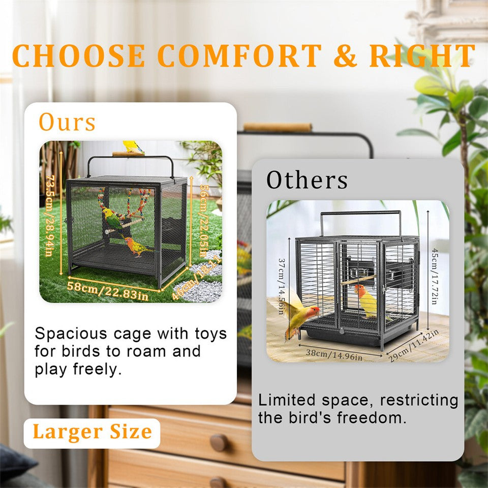 Heavy Duty Metal Bird Cage Parrot Transport Carrying Cage Large Pet Cages Aviary