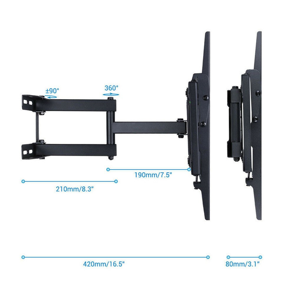 Tilt & Swivel Dual Arms TV Mount Cantilever Wall Bracket 40 46 50 55 56" LCD LED