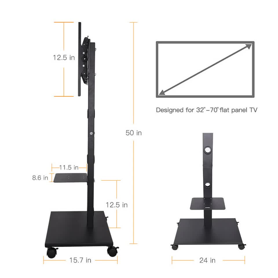Home Theatre/ School Display Stand Mobile Tv Trolley Floor Stand Bracket 32-70"