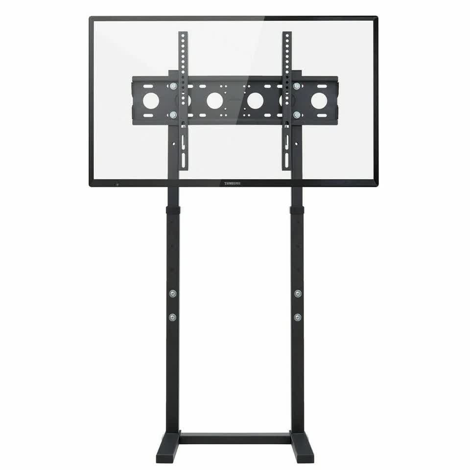 Double Pole Adjustable Tv Cart Floor Stand Mount For 32 to 65Inch