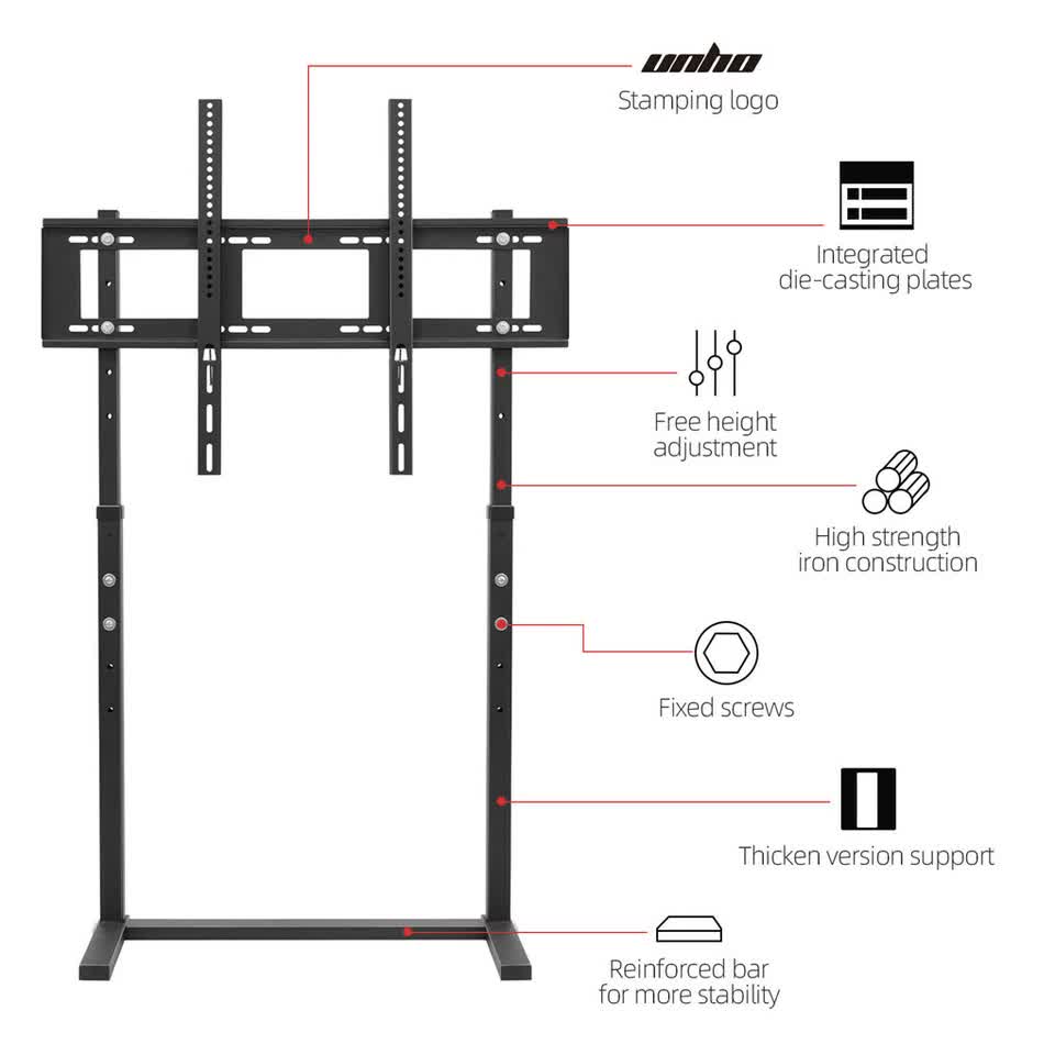 Free Standing Tv Mount Stand Bracket For 32 to 100" Screens