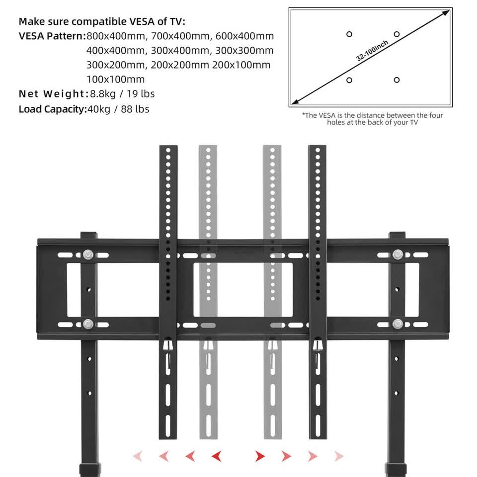 Free Standing Tv Mount Stand Bracket For 32 to 100" Screens