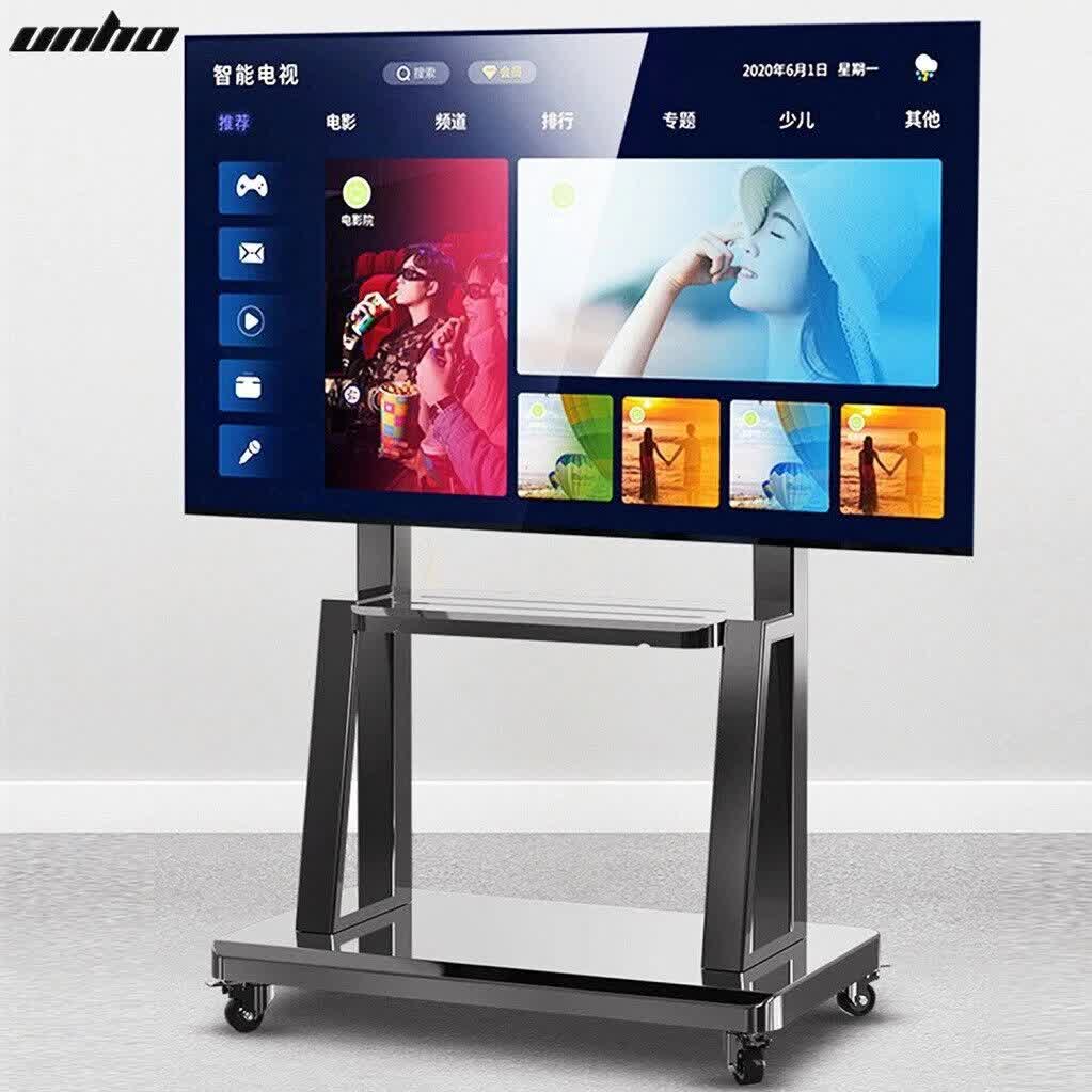 Floor Tv Mount Stand Bracket Rolling For 32"-80" Screens Vesa 600X400 Hold 65Kg