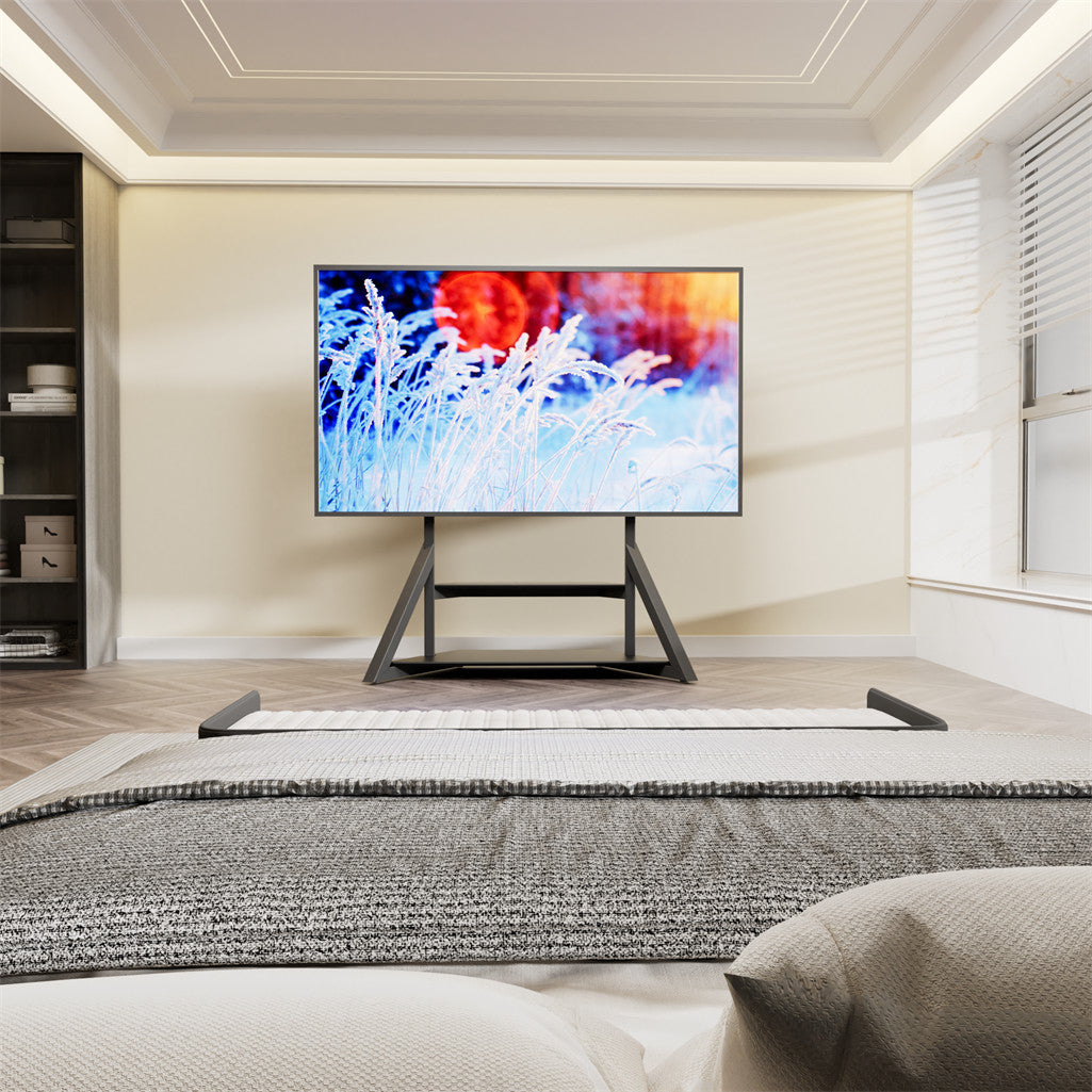 Reinforced Metal 65-100" Tv Floor Stand 2 Tier Shelf Tv Mount Adjustable Height