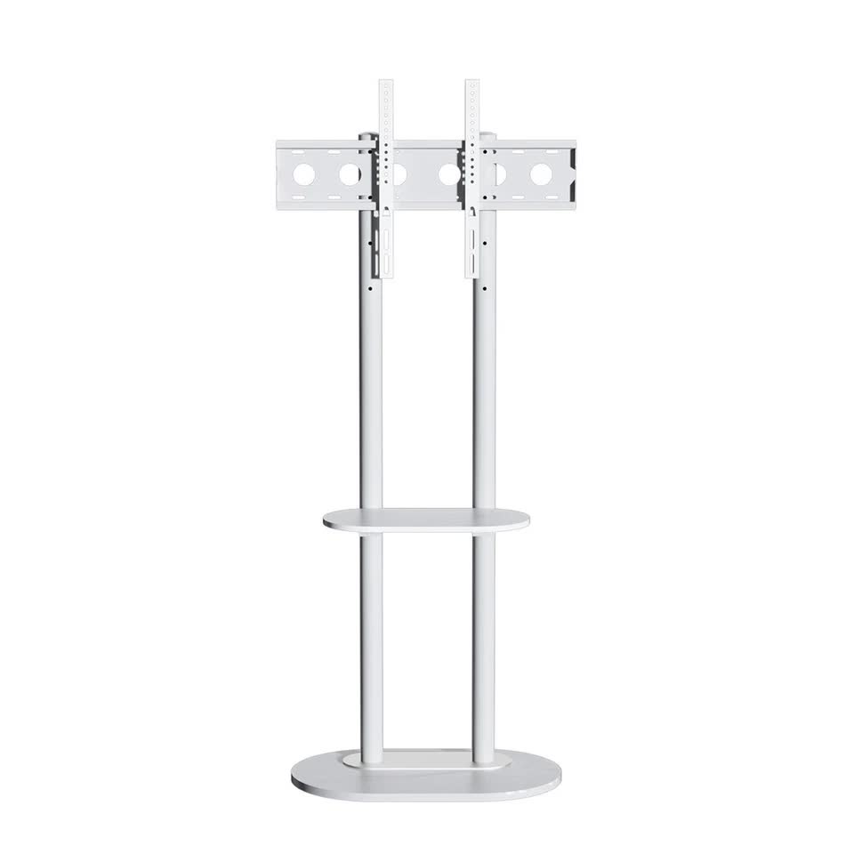 38-75" Heavy Duty Floor Tv Stand W/ Marble Shelf Adjustable Height Mount Bracket