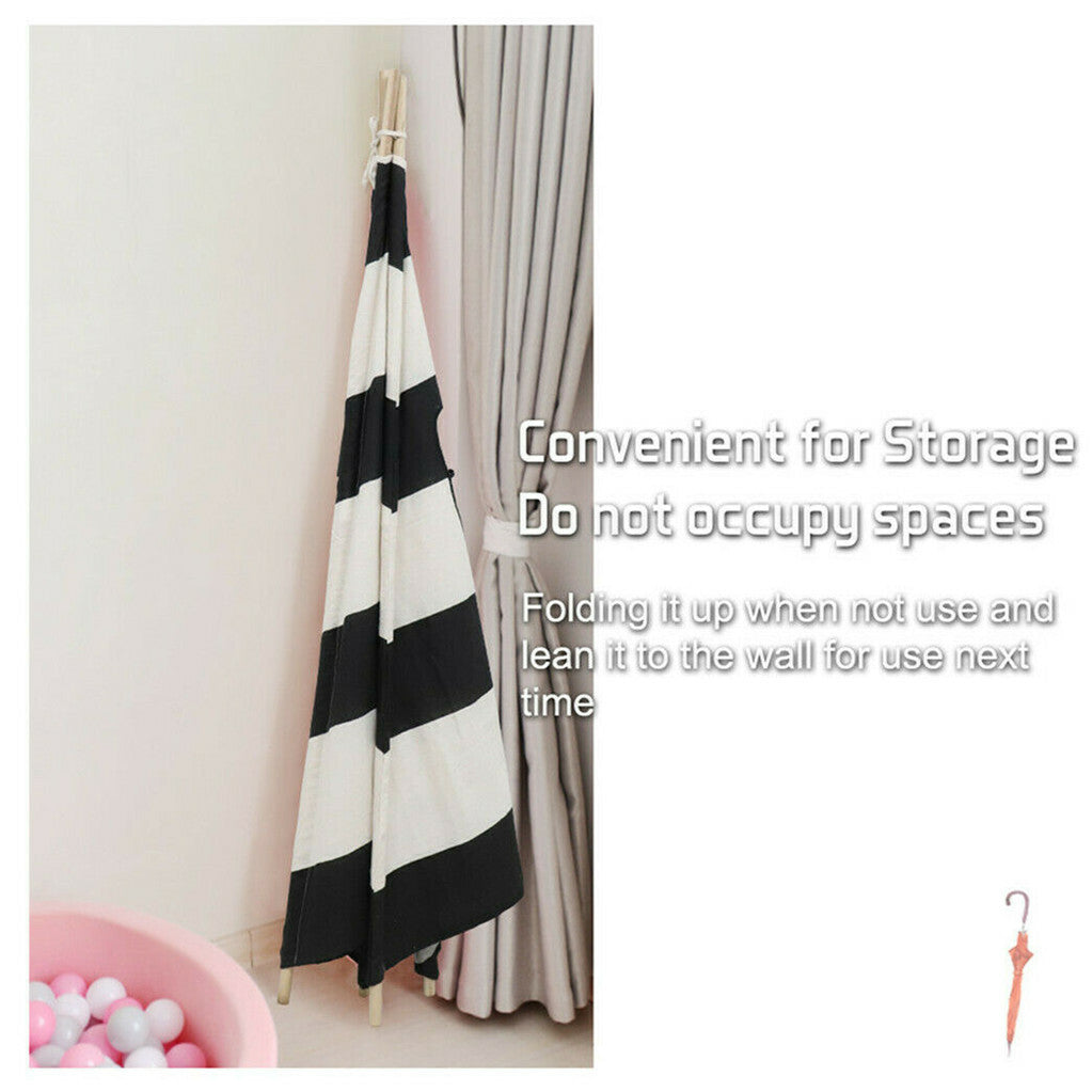 Kids Teepee Tent Black and White Stripe Children Play House for Indoor & Garden