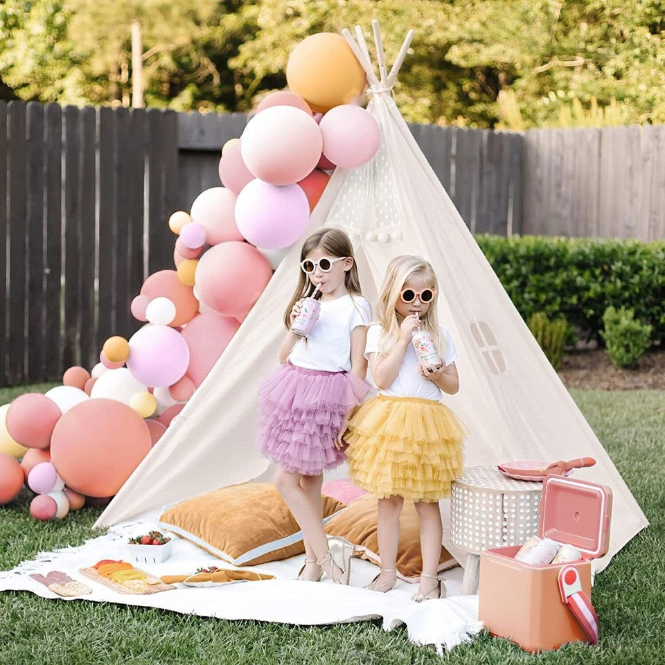 Xxl Kids Play Teepee Tent Indoor Boho Tent Foldable Tipi With Window/Pompom/Mat