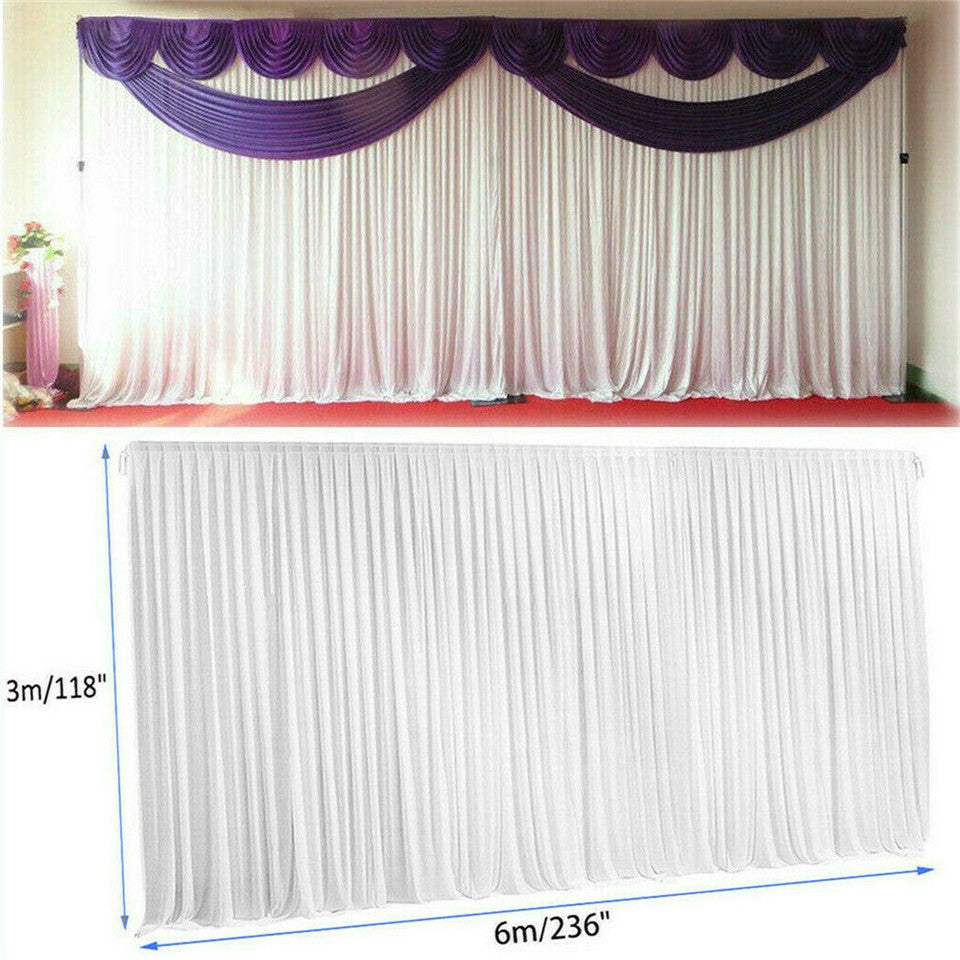 10ft Silk White Backdrop Drapes Curtain Wedding Ceremony Party Home Window Decor