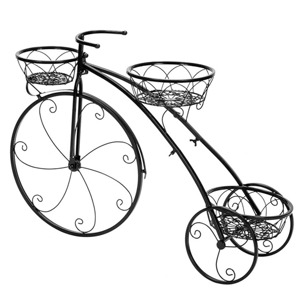 Fin Bicycle Style Flower Pots Indoor Outdoor Garden Shelf Rack Metal Plant Stand Au