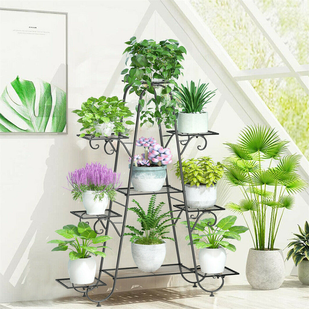 Stable 7 Tier Metal Plant Stand Flower Pot Rack Display Holder Shelf Home Garden