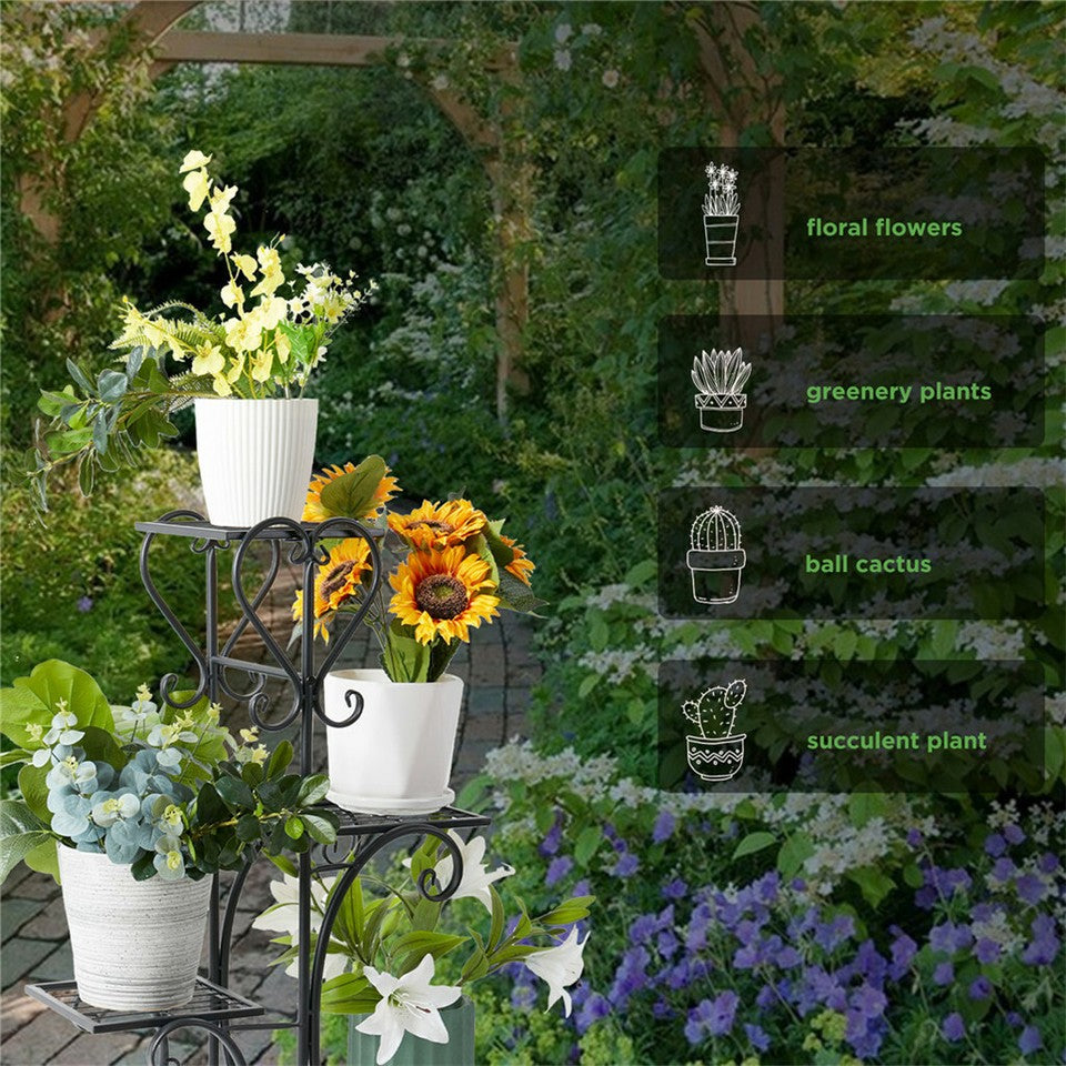 4-Tier Heavy Duty Plant Potted Stand Flower Planters Display Rack Outdoor Indoor