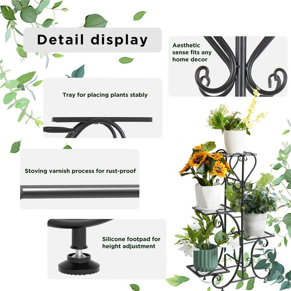 4-Tier Heavy Duty Plant Potted Stand Flower Planters Display Rack Outdoor Indoor