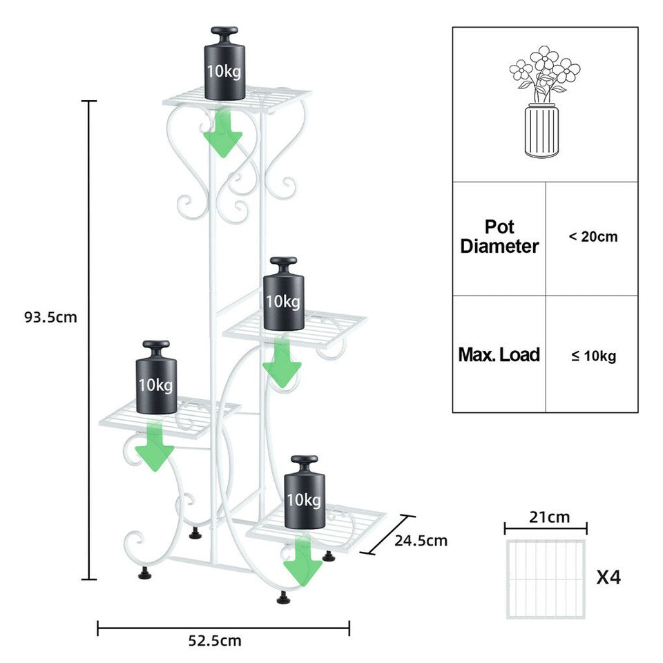 Practical Plant Stand Wrought Iron Flower Pot Holder Corner Plant Shelf Organize