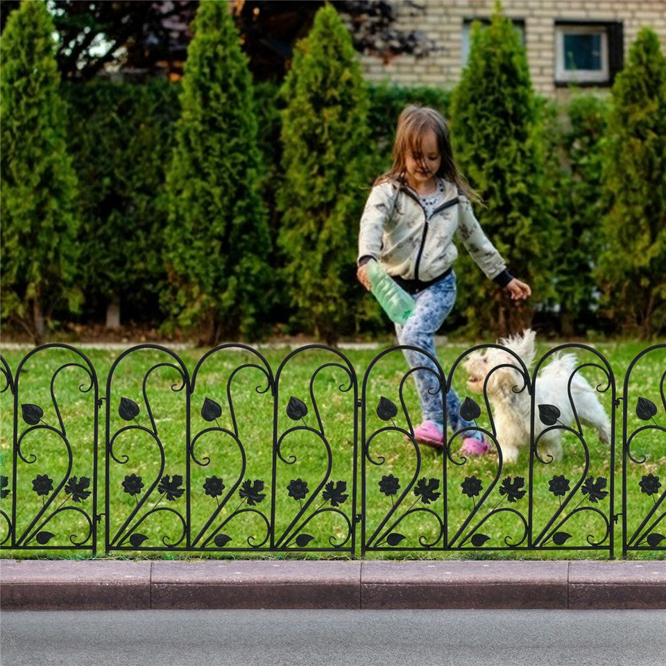 5-Piece Decorative Garden Fence Black Metal Wire Patio