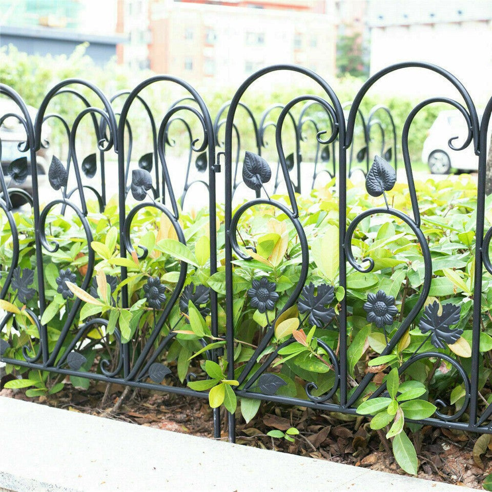 5-Piece Decorative Garden Fence Black Metal Wire Patio