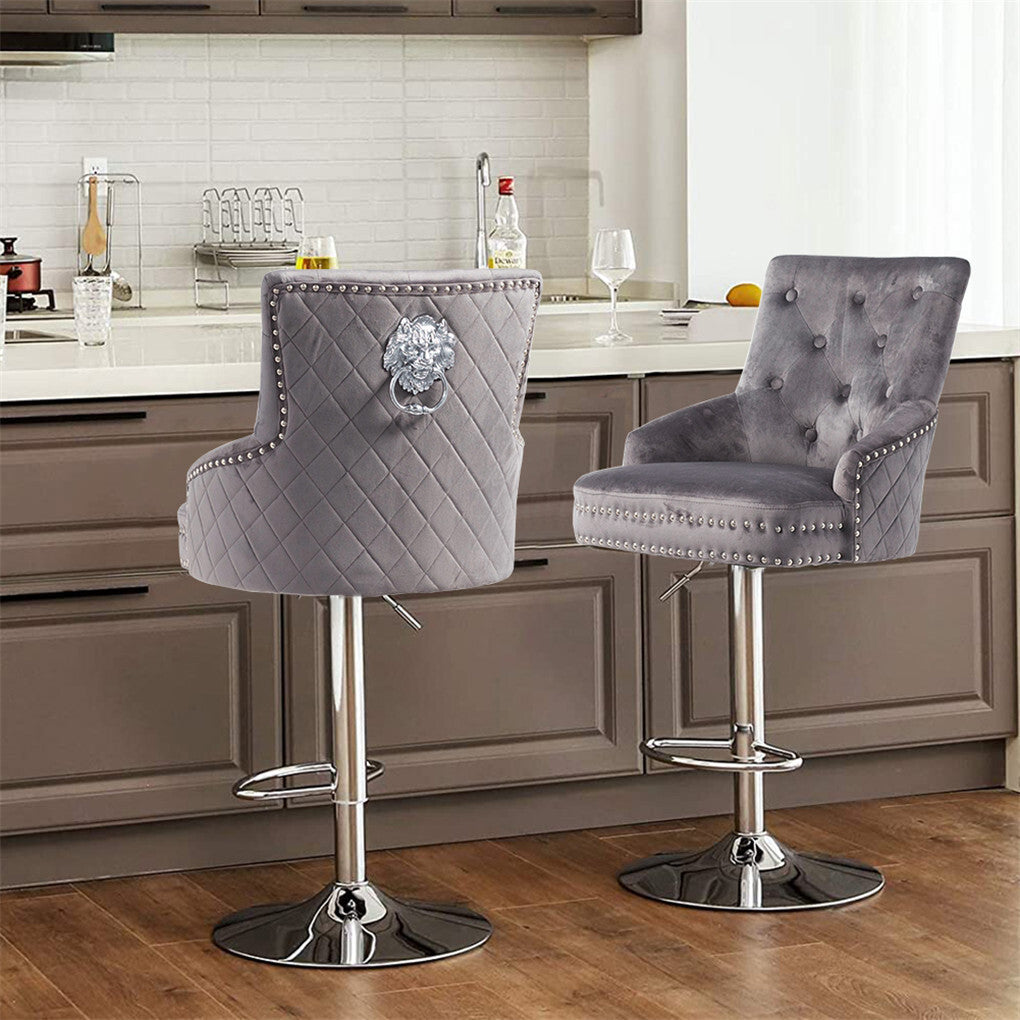 Elegant Swivel Bar Stool Velvet Airlift Counter Height Bar Kitchen Dining Chair