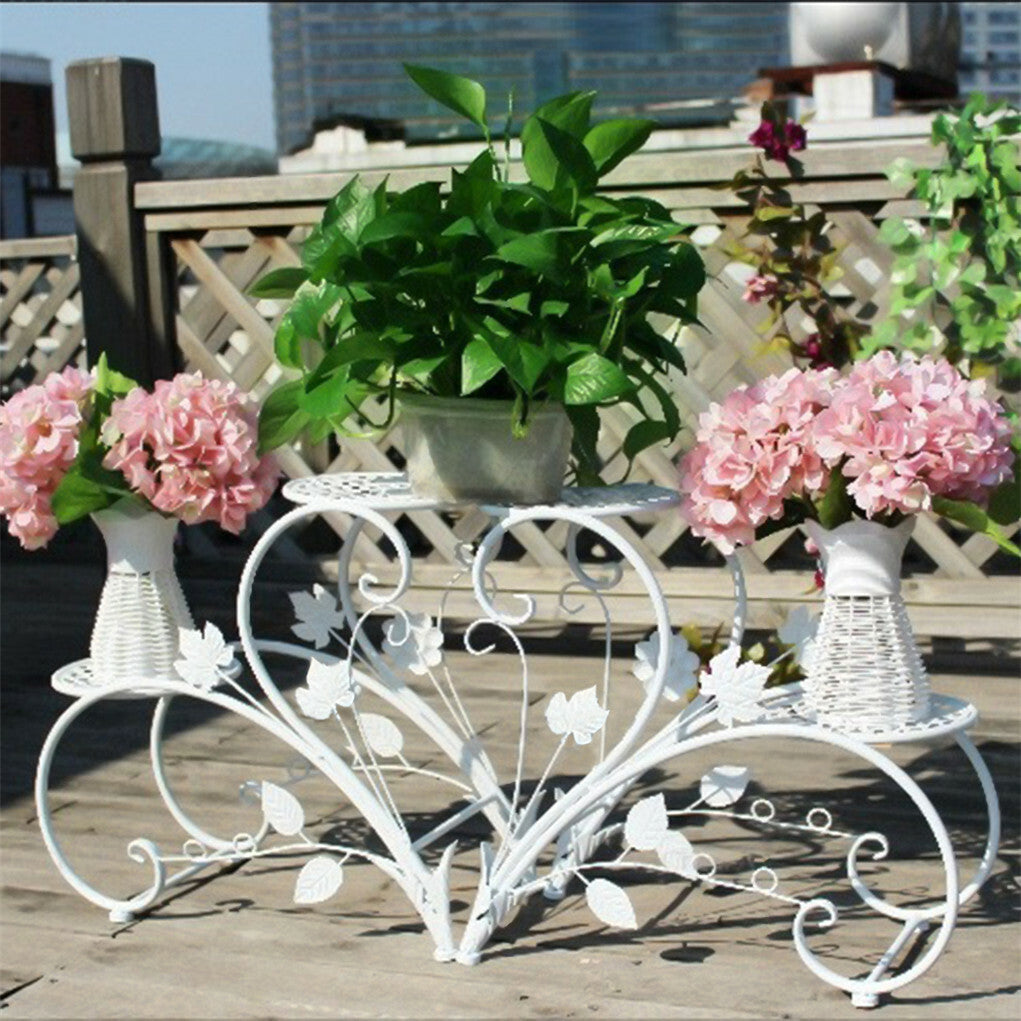 Outdoor Indoor Metal Flower Pots Planter Plant Stands Garden Shelf Racks
